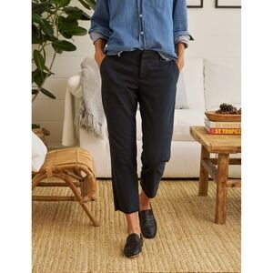 Frank & Eileen Wicklow Italian Cotton Chino Pants Black Raw Hem Size 6